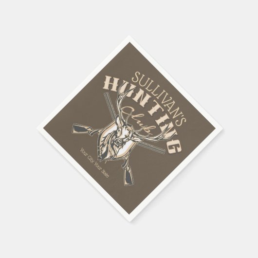 Custom Hunter NAME Deer Trophy Rifjagd Club Serviette (Ecke)