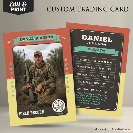 Custom Hunter Trading Card, Hunting Gifts Hunter  Telefonnummerkarte