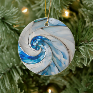 Custom Hurricanblau weiß Keramik Ornament