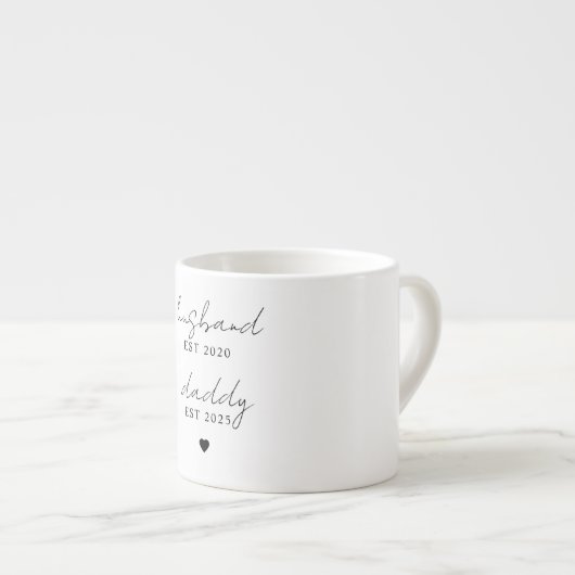 Custom Husband & Daddy EST Year | Minimalistisch Espressotasse (Vorderseite Rechts)