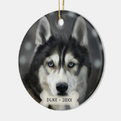 Custom Husky Hund Foto Keramik Ornament (Links)