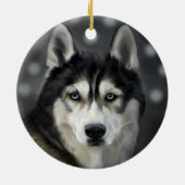 Custom Husky Hund Foto Keramik Ornament (Hinten)