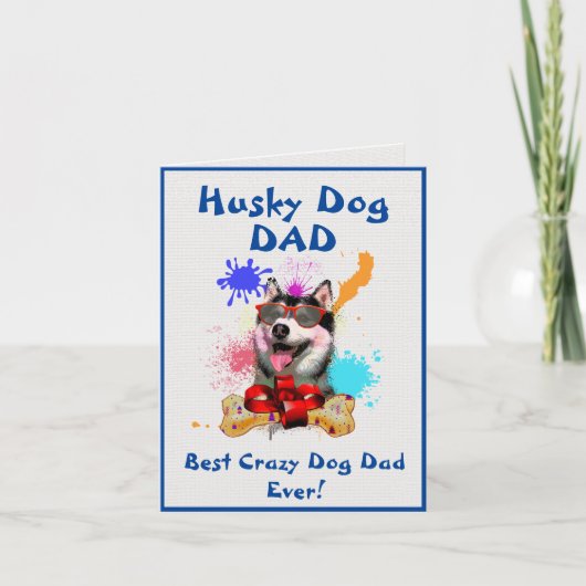 Custom Husky Vater Dog Bester Crazy Dog Vater Digi Karte (Vorderseite)