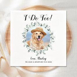 Custom I do Eukalyptus Pet Foto Hund Hochzeit Serviette