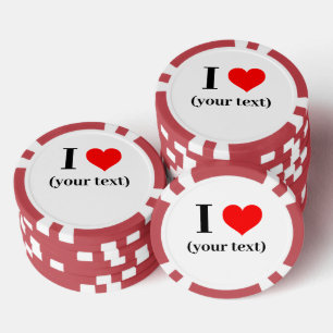 CUSTOM! I Heart Poker Chips - Rot