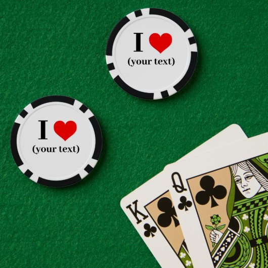 CUSTOM! I Heart Poker Chips - Schwarz (Pokertisch (doppelt))