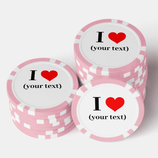 CUSTOM! I Herz Poker Chips - Rosa (Stapel)