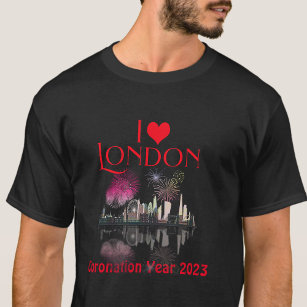 Custom I Liebe London Skyline Fireworks Souvenir T-Shirt