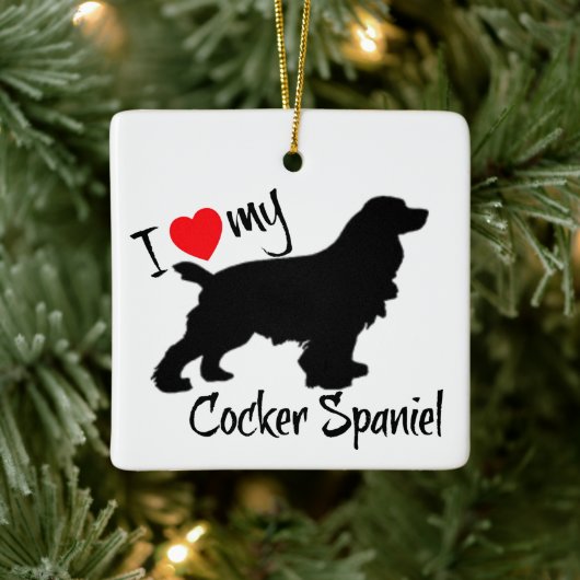 CUSTOM I Liebe Mein Cocker Spanierhund Keramikornament (Baum)