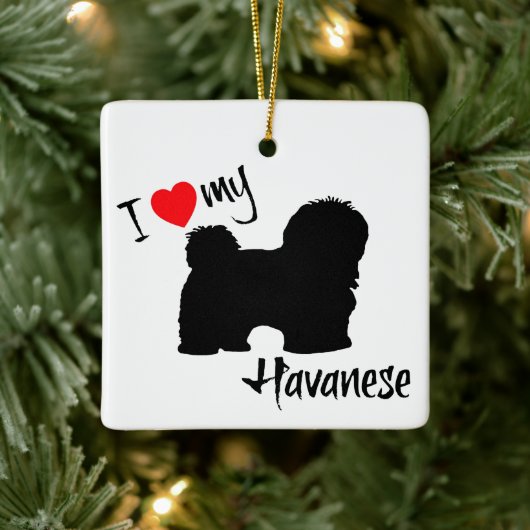 CUSTOM I Liebe Mein Havanese Hund Keramikornament (Baum)