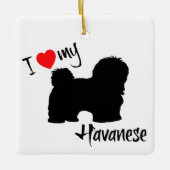 CUSTOM I Liebe Mein Havanese Hund Keramikornament (Vorderseite)