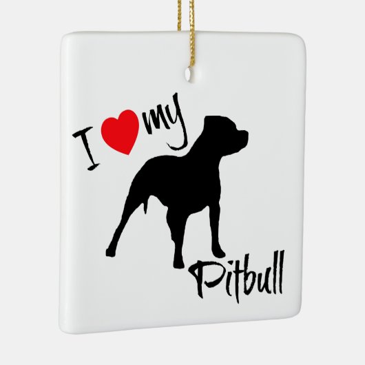 CUSTOM I Liebe mein Pitbuli Hund Keramikornament (Rechts)