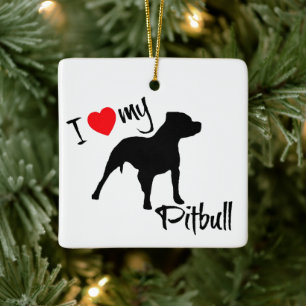 CUSTOM I Liebe mein Pitbuli Hund Keramikornament