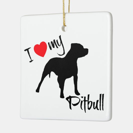 CUSTOM I Liebe mein Pitbuli Hund Keramikornament (Links)