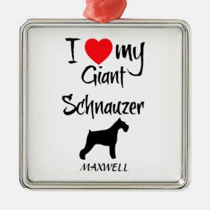 Custom I Liebe Mein Riese Schnauzer Silbernes Ornament