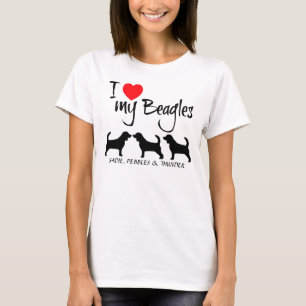 Custom I Liebe Meine drei Beagle T-Shirt