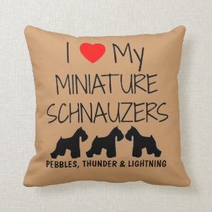Custom I Liebe meine drei Miniaturschnauzer Kissen