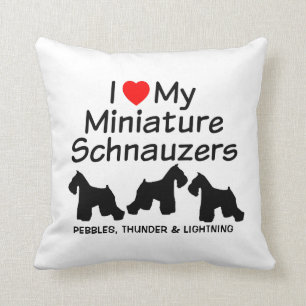 Custom I Liebe meine drei Miniaturschnauzer Kissen
