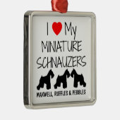 Custom I Liebe meine drei Miniaturschnauzer Silbernes Ornament (Rechts)