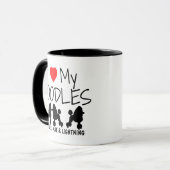Custom I Liebe Meine drei Poodles Tasse (Vorderseite Links)