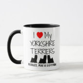 Custom I Liebe meine drei Yorkshire Terrier Tasse (Links)