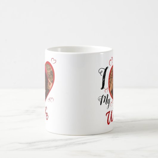 Custom I Liebe Meine Ehefrau Kalligrafie Herz Foto Kaffeetasse (Mittel)