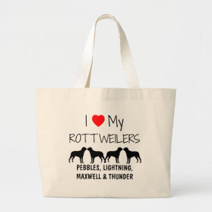Custom I Liebe meine vier Rottweiler Jumbo Stoffbeutel