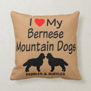 Custom I Liebe meine zwei Berner Hunde Kissen