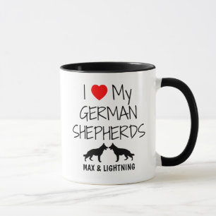 Custom I Liebe meine zwei deutschen Hirten Tasse