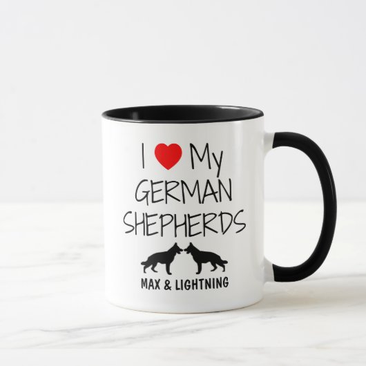 Custom I Liebe meine zwei deutschen Hirten Tasse (Rechts)
