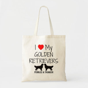 Custom I Liebe meine zwei goldenen Retrievers Tragetasche