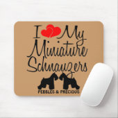 Custom I Liebe meine zwei Miniaturschnauzer Mousepad (Mit Mouse)