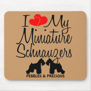 Custom I Liebe meine zwei Miniaturschnauzer Mousepad
