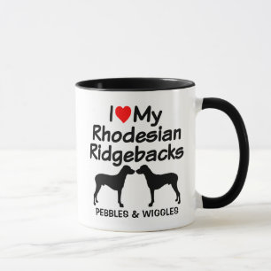 Custom I Liebe meine zwei Rhodesian Ridgeback Hund Tasse