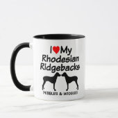 Custom I Liebe meine zwei Rhodesian Ridgeback Hund Tasse (Links)