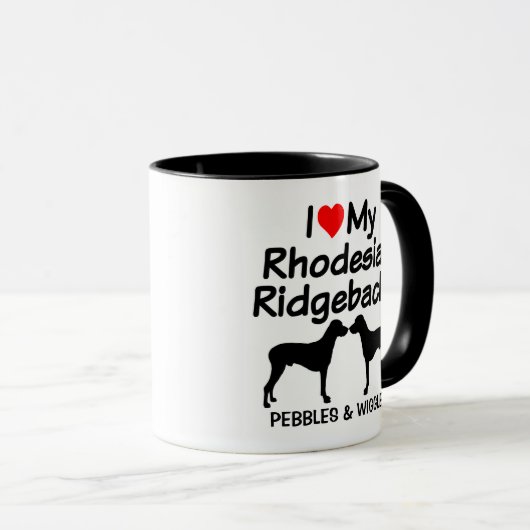 Custom I Liebe meine zwei Rhodesian Ridgeback Hund Tasse (VorderseiteRechts)
