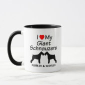 Custom I Liebe meine zwei Riesenhunde Schnauzer Tasse (Links)