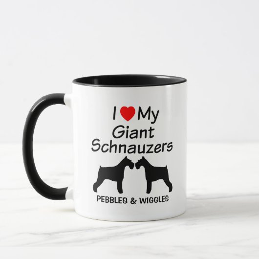 Custom I Liebe meine zwei Riesenhunde Schnauzer Tasse (Links)
