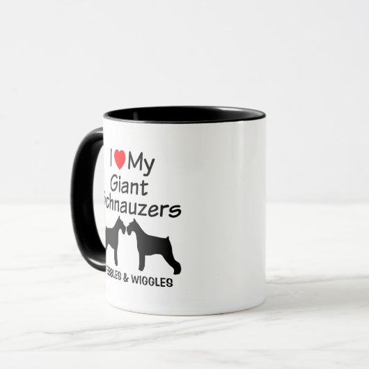 Custom I Liebe meine zwei Riesenhunde Schnauzer Tasse (Vorderseite Links)