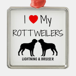 Custom I Liebe meine zwei Rottweiler Ornament Aus Metall