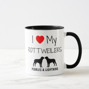 Custom I Liebe meine zwei Rottweiler Tasse