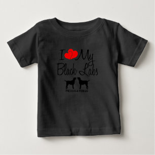 Custom I Liebe Meine zwei schwarzen Labrador Baby T-shirt