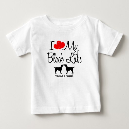 Custom I Liebe Meine zwei schwarzen Labrador Baby T-shirt (Vorderseite)