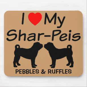 Custom I Liebe meine zwei Shar Peis Mousepad