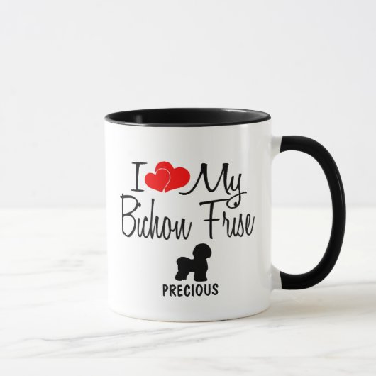 Custom I Liebe My Bichon Frise Tasse (Rechts)