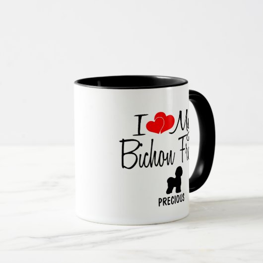 Custom I Liebe My Bichon Frise Tasse (VorderseiteRechts)