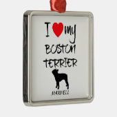 Custom I Liebe My Boston Terrier Ornament Aus Metall (Rechts)