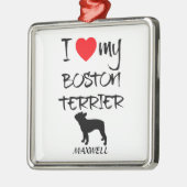 Custom I Liebe My Boston Terrier Ornament Aus Metall (Links)