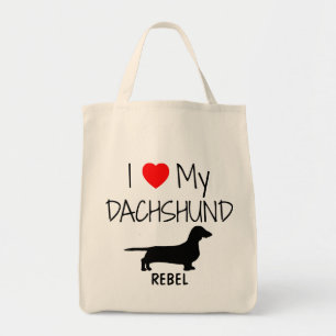 Custom I Liebe My Dackel Dog Tote Bag Tragetasche