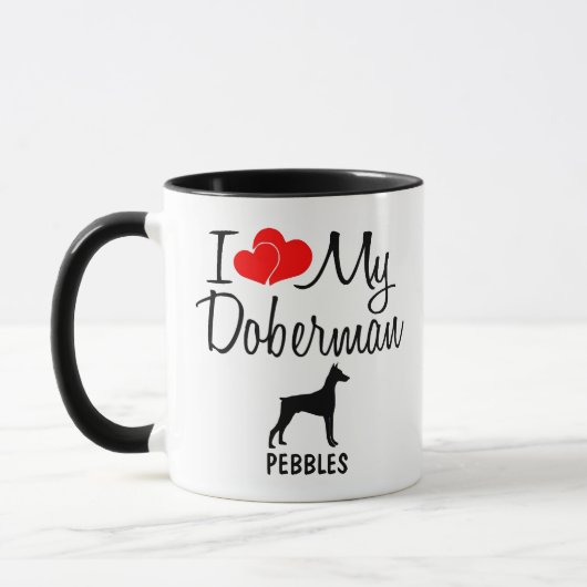 Custom I Liebe My Doberman Dog Tasse (Links)